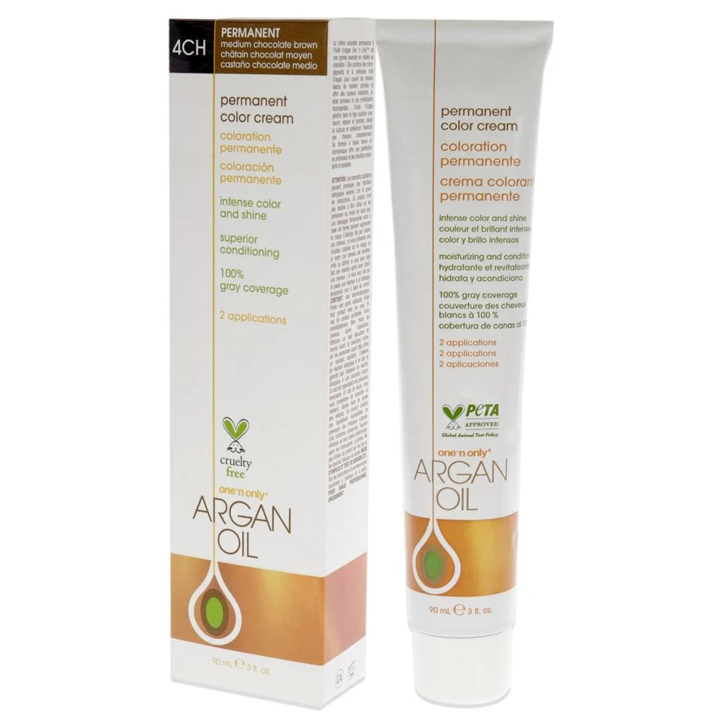 One n Only Argan Oil Permanent Color Cream - 4CH Medium Chocolate Brown by  for Unisex - 3 oz Hair Color 3