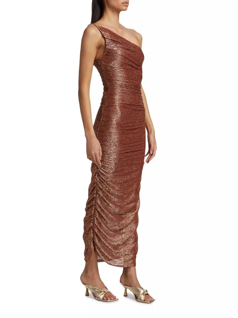 Sabina Musáyev Melissa Metallic Ruched One-Shoulder Maxi Dress 4