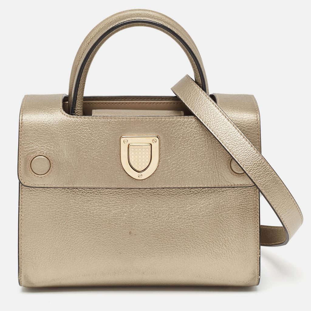 Dior Dior Light Gold Leather Mini Diorever Tote