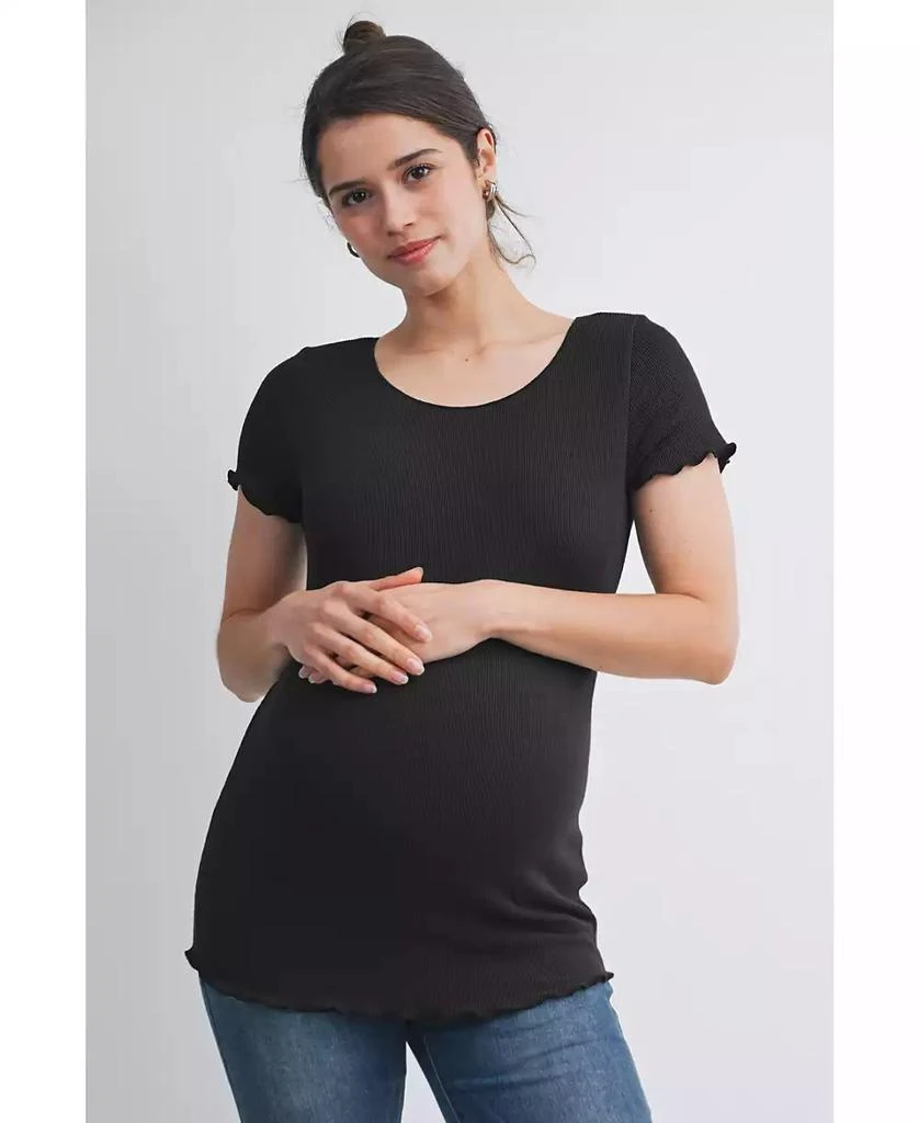 Hello Miz Maternity Scoop Neck Short Sleeve Ribbed Top
