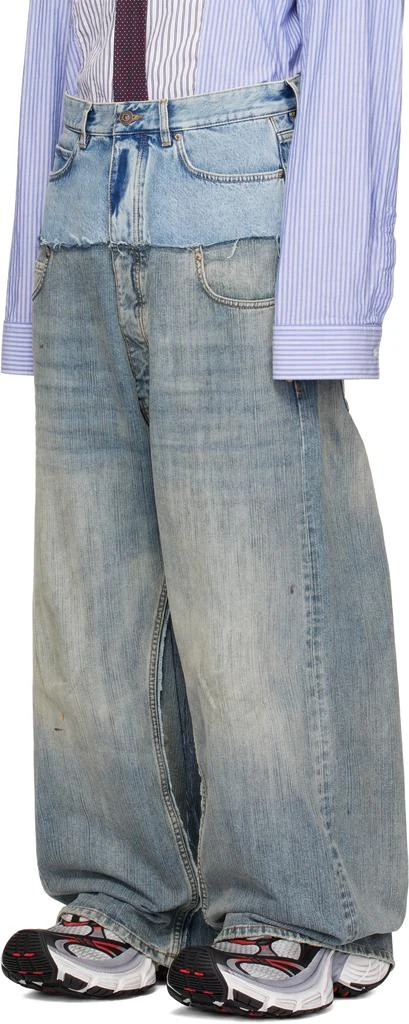 Balenciaga Blue Cut-Up Baggy Jeans 4