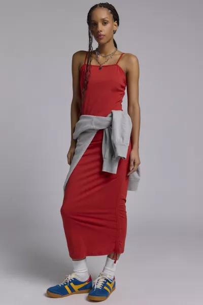 Glamorous Glamorous Tomato Ruched Adjustable Tie Midi Dress