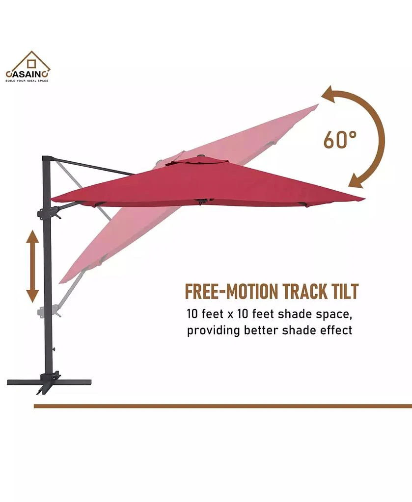 sumyeg 10 FT Square Cantilever Patio Umbrella with Base, Navy Blue 6