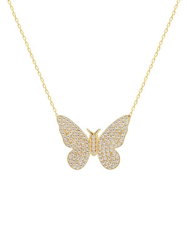 Gabi Rielle 14K Yellow Gold Vermeil & Crystal Butterfly Pendant Necklace 1