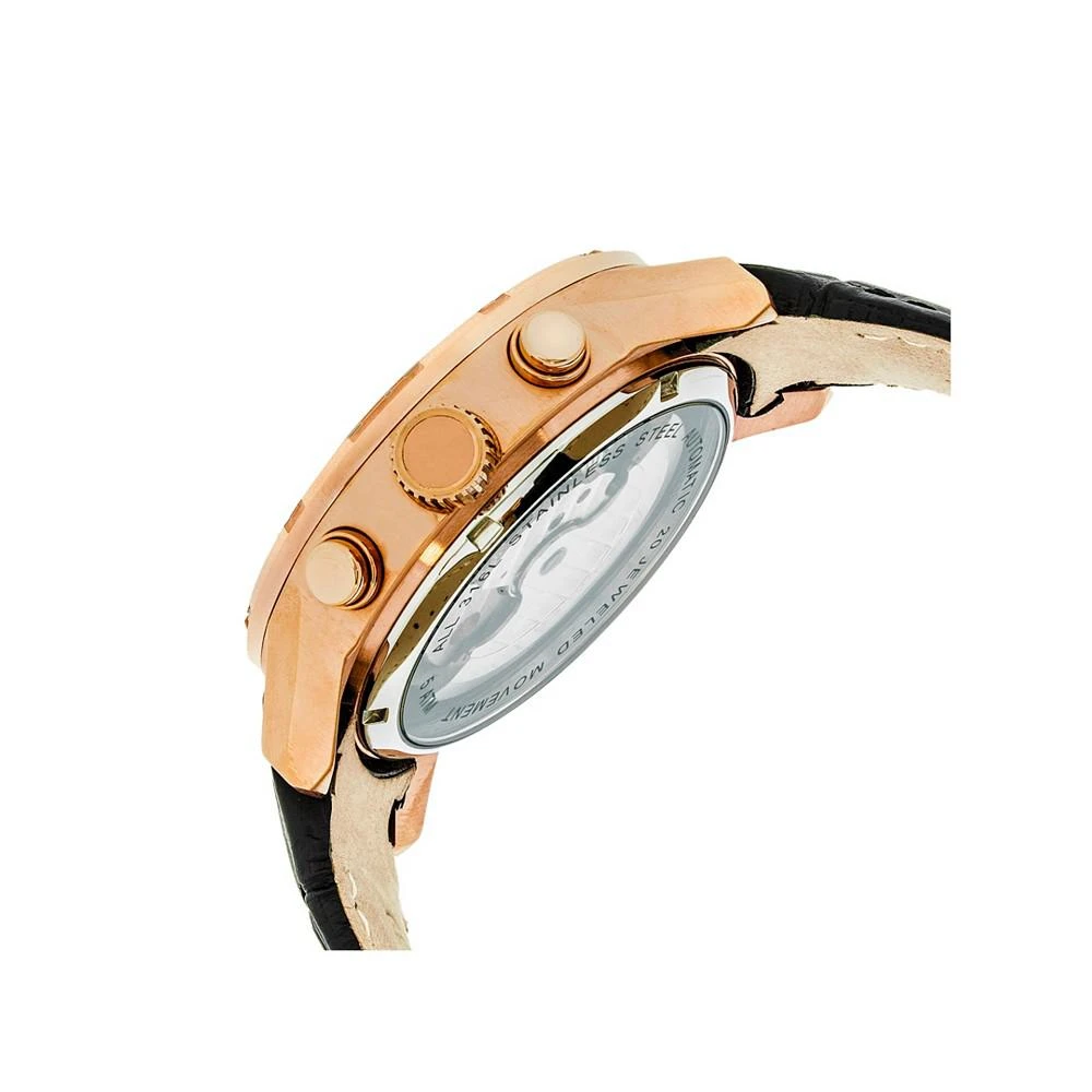 Heritor Automatic Rose Gold & Black Leather Watches 44mm 3