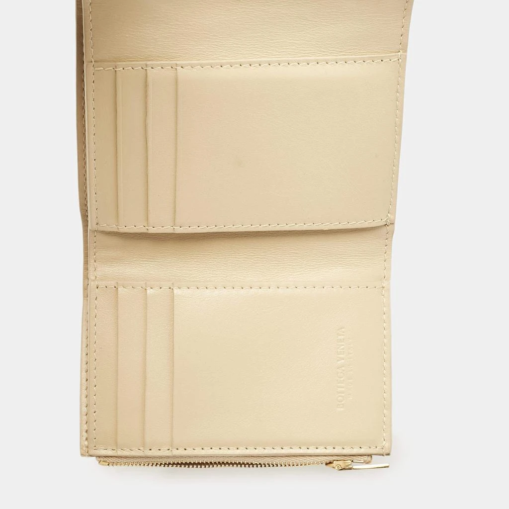 Bottega Veneta Bottega Veneta Beige Leather Intrecciato Cassette Zip Trifold Wallet 9