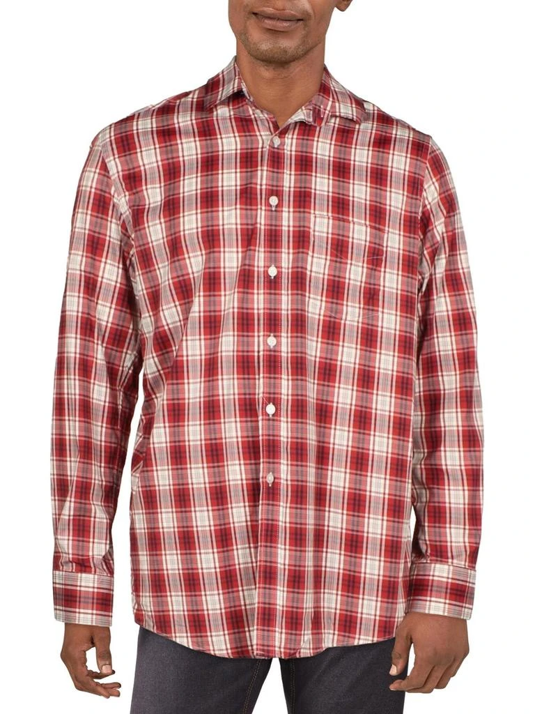 Club Room Mens Plaid Wrinkle Resistant Button-Down Shirt 1