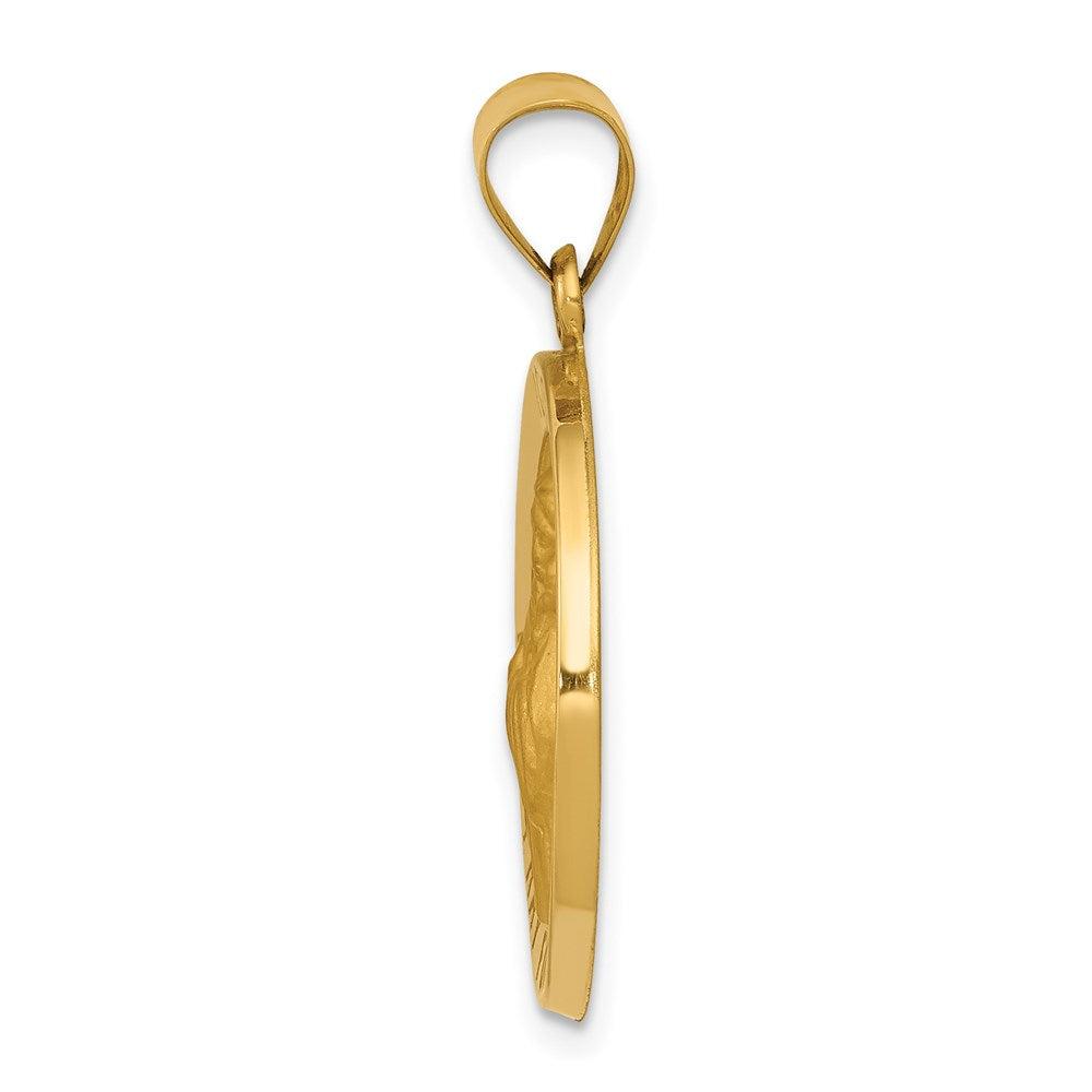 Diamond2Deal 14k Yellow Gold Polished and Satin St Francis of Assisi Medal Hollow Pendant