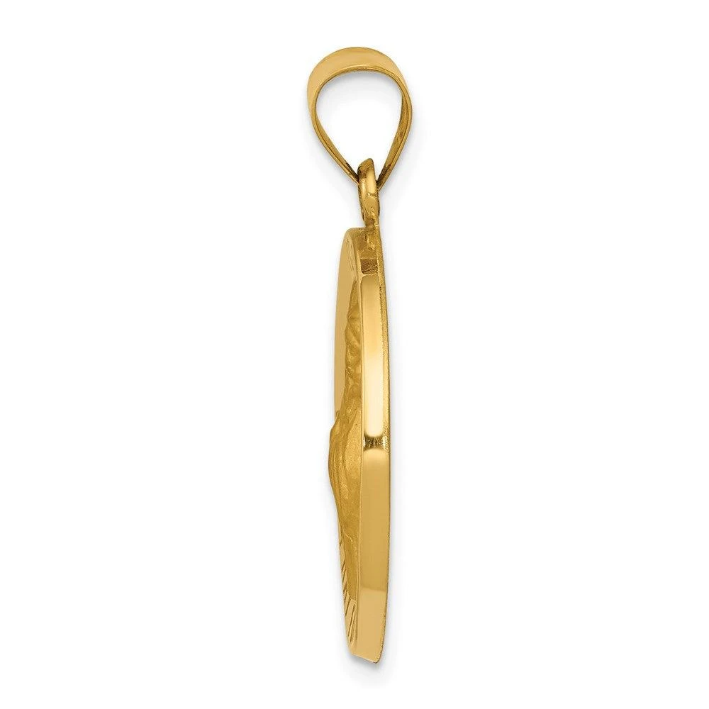Diamond2Deal 14k Yellow Gold Polished and Satin St Francis of Assisi Medal Hollow Pendant 2