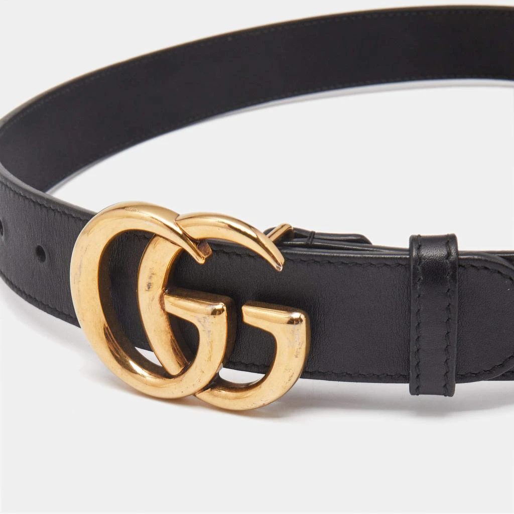 Gucci Gucci Black Leather GG Marmont Buckle Belt 70CM 3