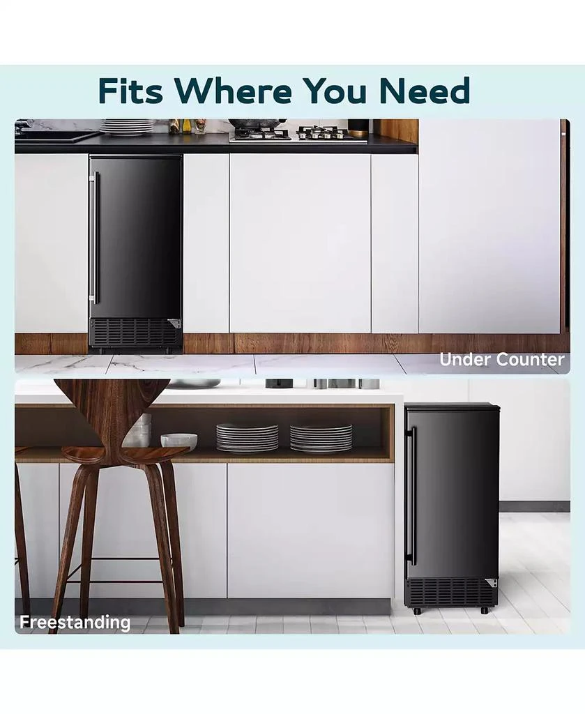 Euhomy 80-lb Ice Per day Black Freestanding Cubed Ice Maker with LCD Control and Reversible Door 6