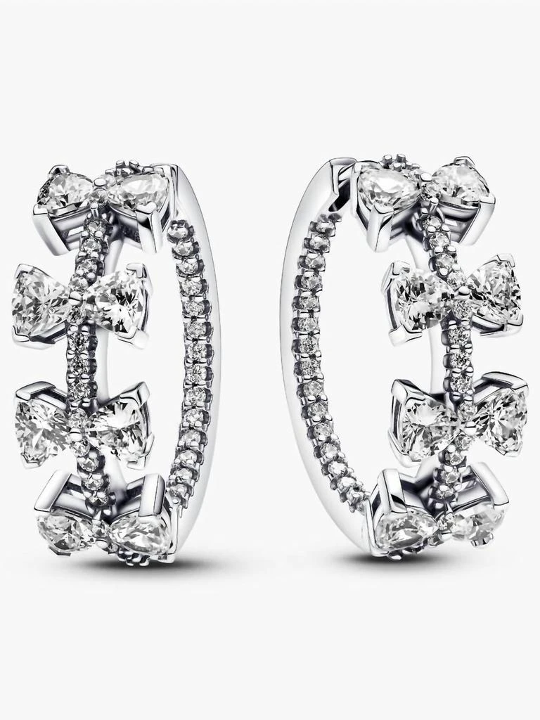 PANDORA Sparkling Bow Row Hoop Earrings In Silver
