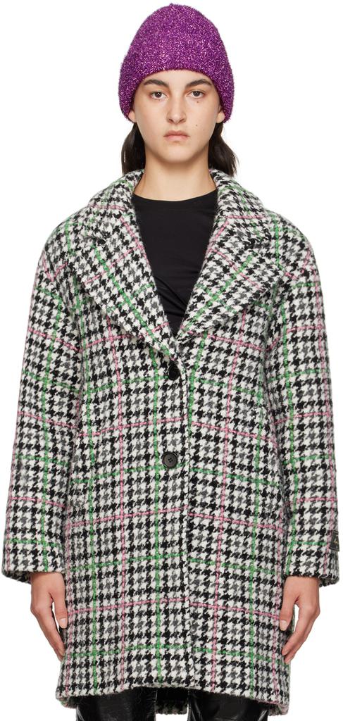 関税送料込MSGM Houndstooth Pattern Buttoned Coat MSGM MSGM Houndstooth-Pattern Long Sleeved Buttoned Coat
