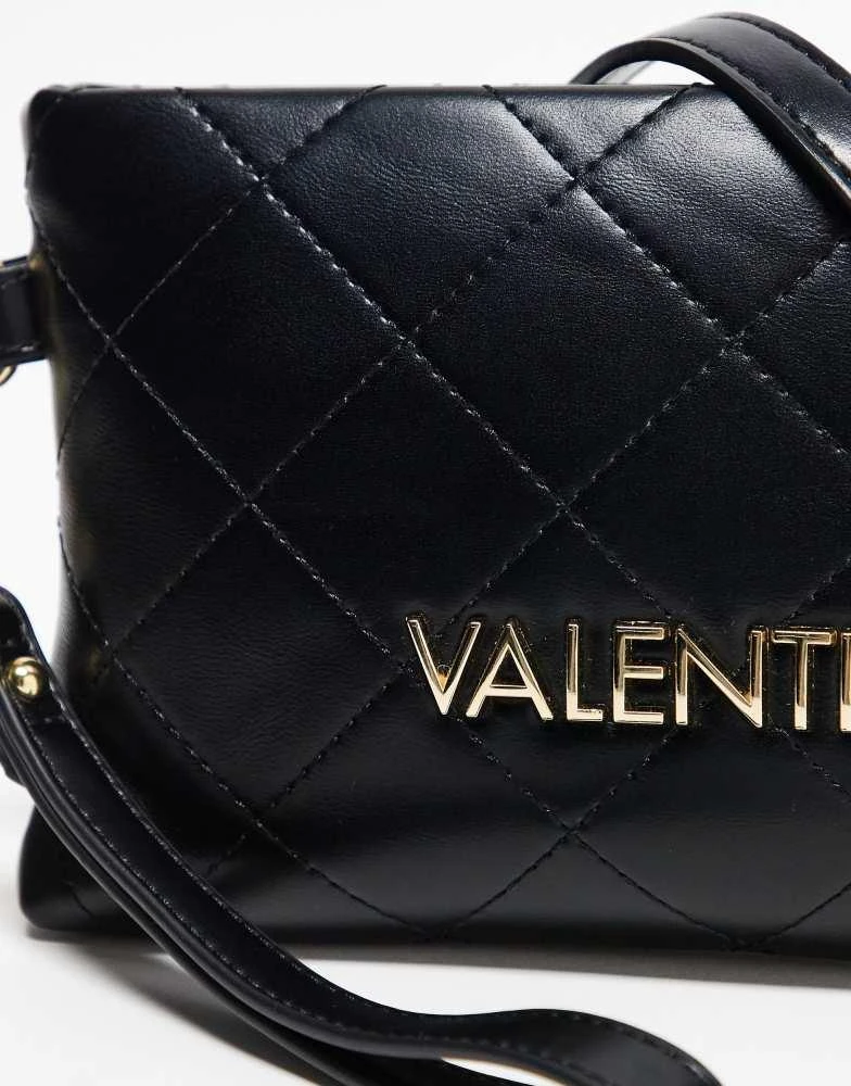 Mario Valentino Valentino nur re small quilted clutch bag with wristlet strap in black 2
