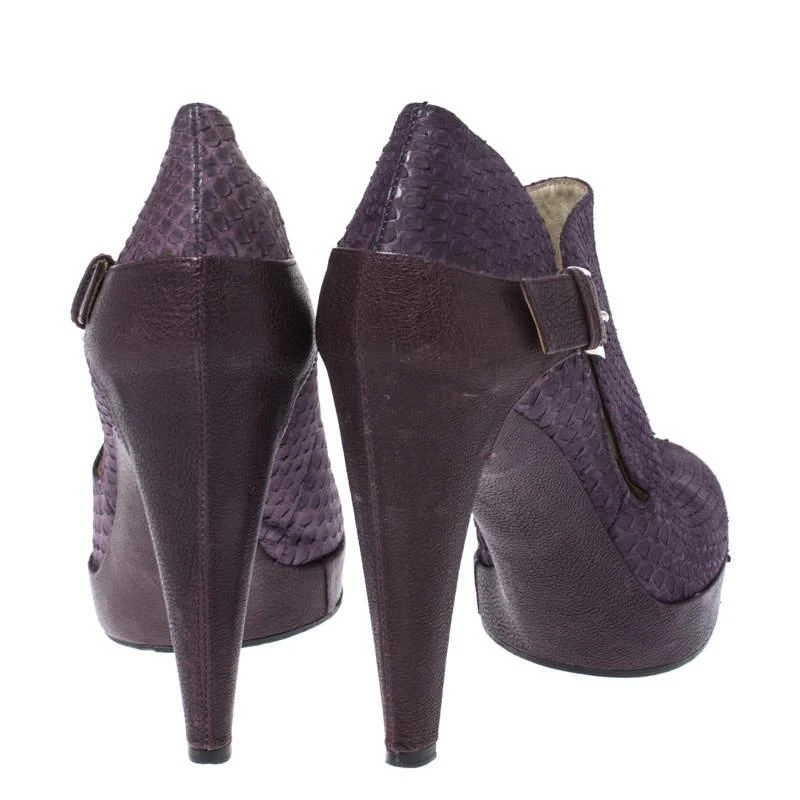 Dior Dior Purple Python Leather And Embossed Leather Platform Ankle Booties Size 40 5