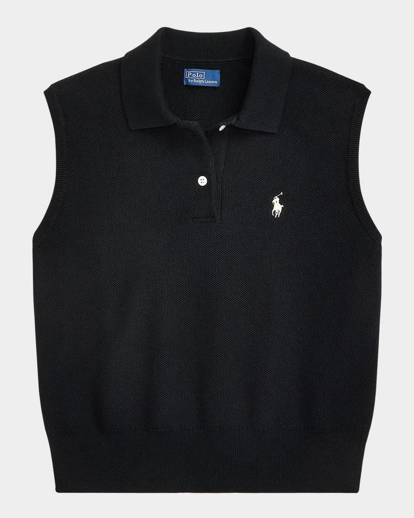 Ralph Lauren Cotton Cropped Sleeveless Polo Sweater 1