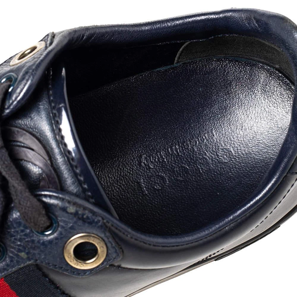 Gucci Gucci Navy Blue Leather And Canvas Web Low Top Sneakers Size 44 7