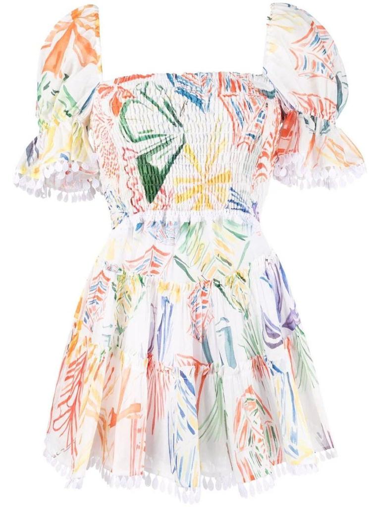 NA Floral print white flared mini Dress