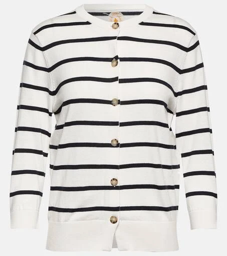 Jardin des Orangers Striped cotton and cashmere cardigan 1