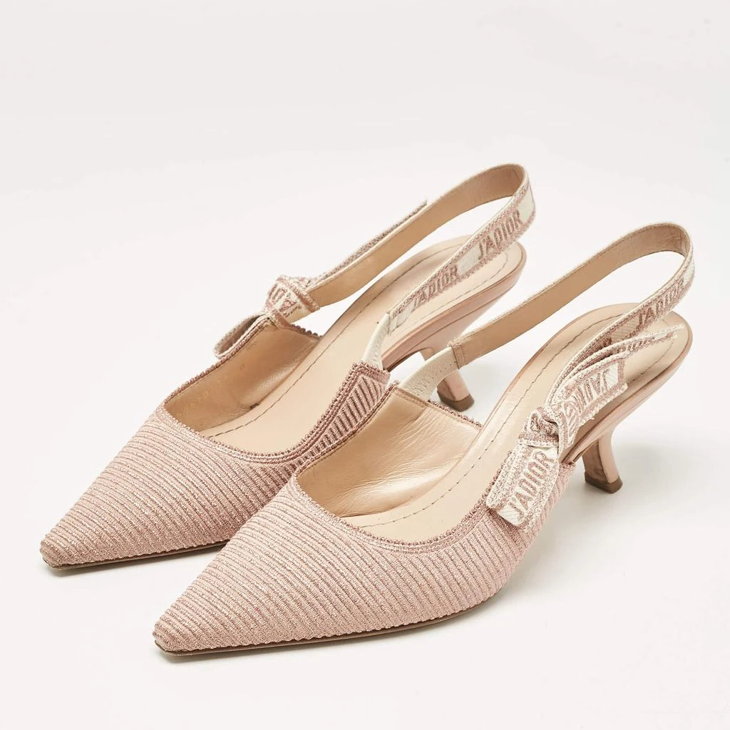 Dior Dior Pink Embroidered Canvas J'Adior Slingback Pumps Size 39 2