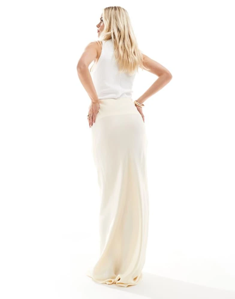 Stradivarius Stradivarius Petite satin maxi skirt in oyster 5