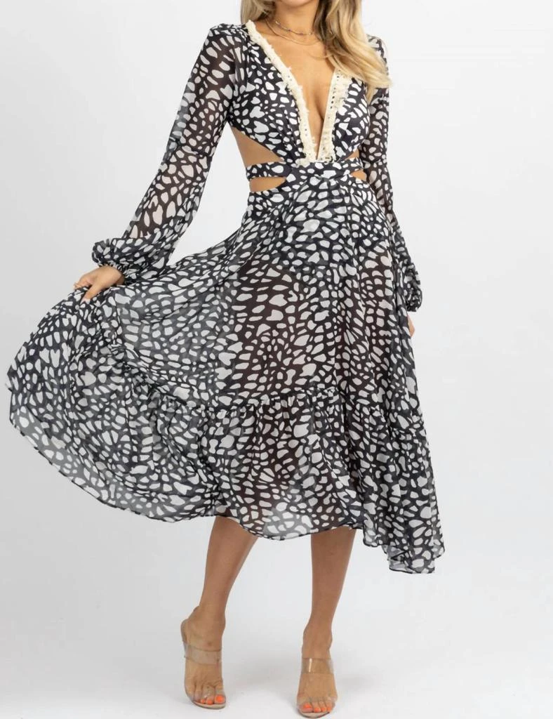 SPOTTED FRINGE MAXI DRESS  On Sale Now with Up to 50% Off | Discover  Exclusive Deals & Savings at BeyondStyle  Authentic Luxxel women > dresses  > maxi|3844155230|animal|black|clothing|dresses|maxi|polyester|women with  Limited-Time Discounts,