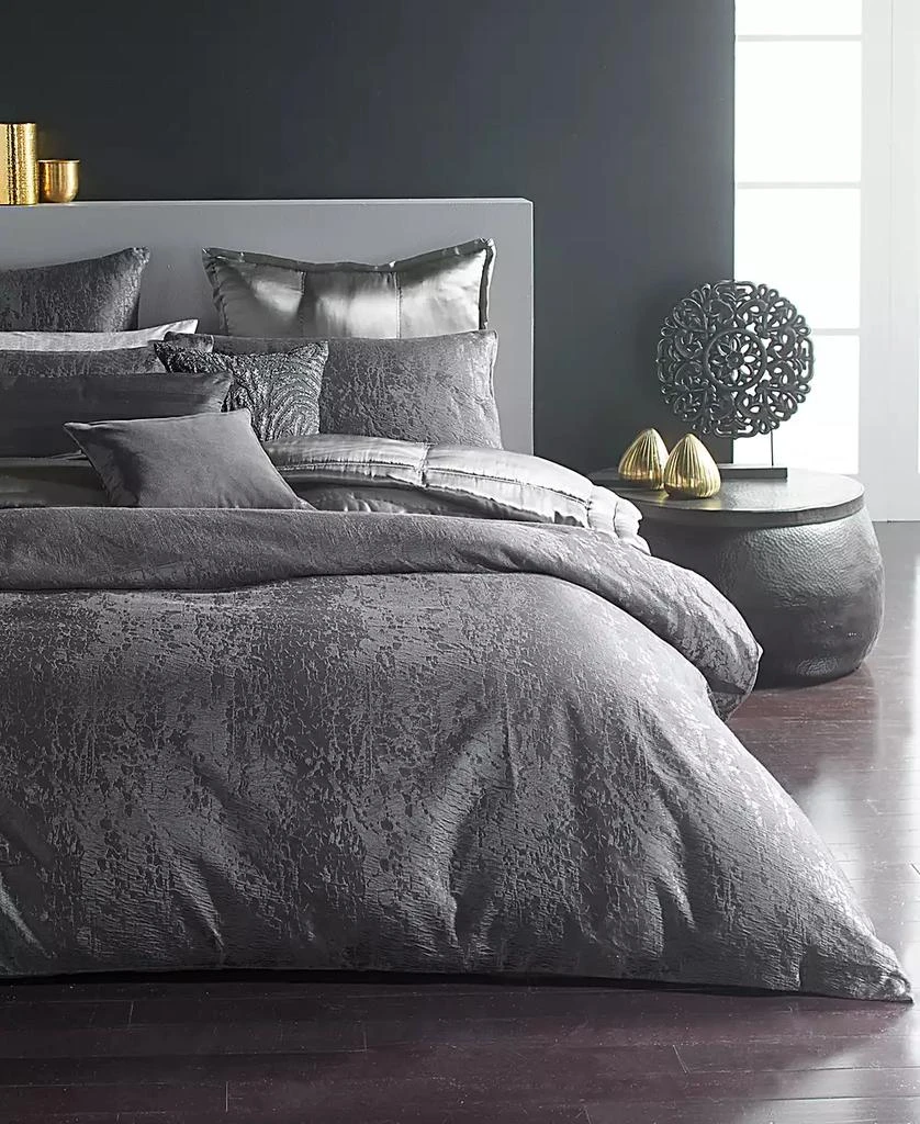 Donna Karan CLOSEOUT! Moonscape Reversible Textured Jacquard Duvet Cover 1