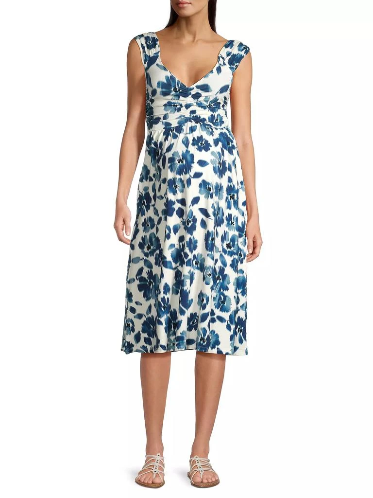 Nom Maternity Cheri Floral Ikat-Inspired Maternity Midi-Dress 3
