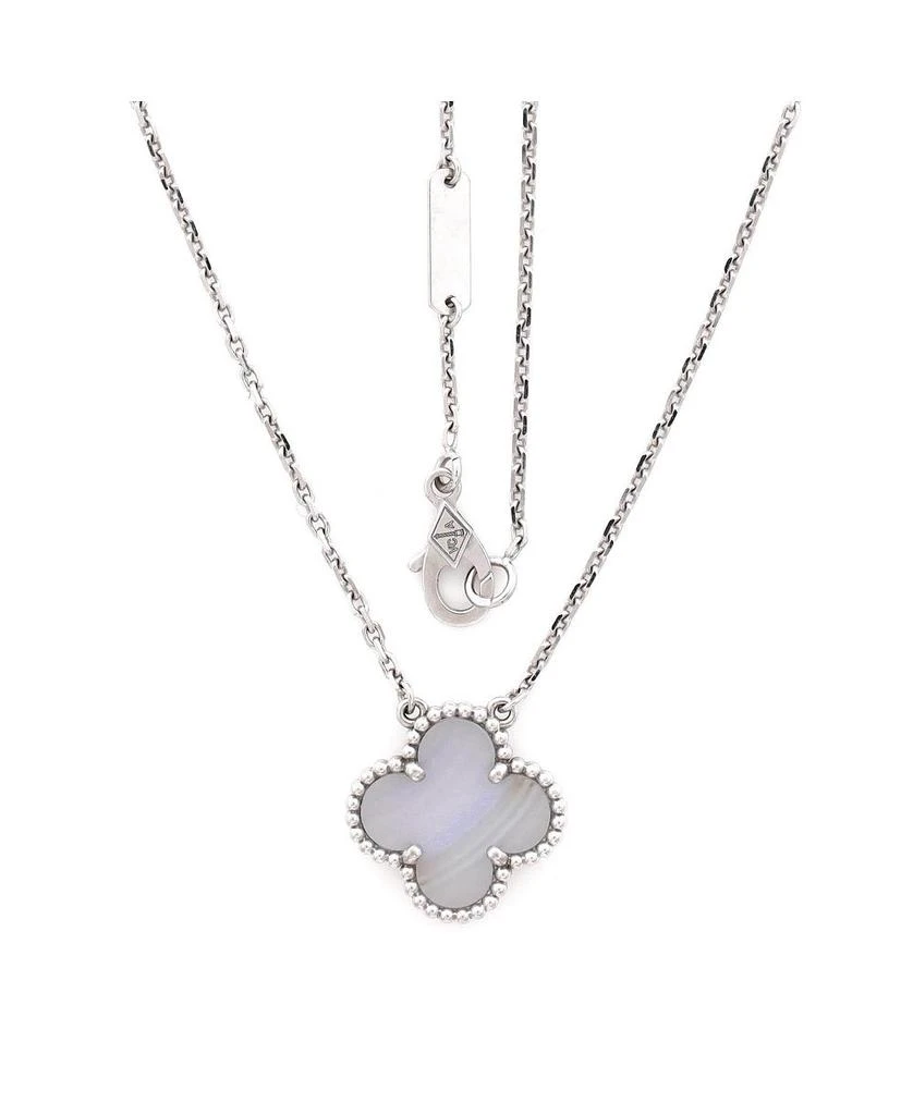 Pre-Owned Van Cleef 
Arpels Vintage-Like Alhambra Pendant Necklace 18K White Gold and Chalcedony, 18.25" 2