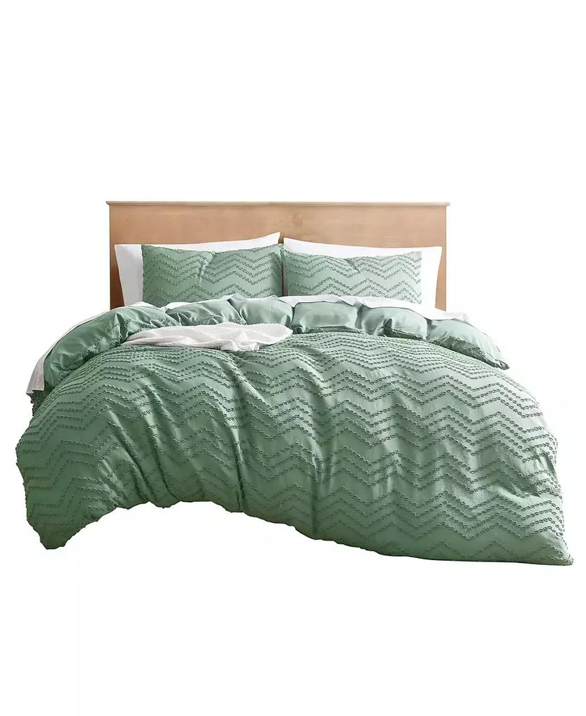Nestl Bedding Tufted Embroidery Chevron Design Double Brushed 3 Piece Duvet Cover Set 7