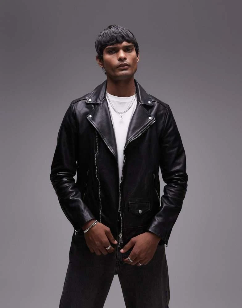 ALL SAINTS AllSaints Milo leather biker jacket in black 1