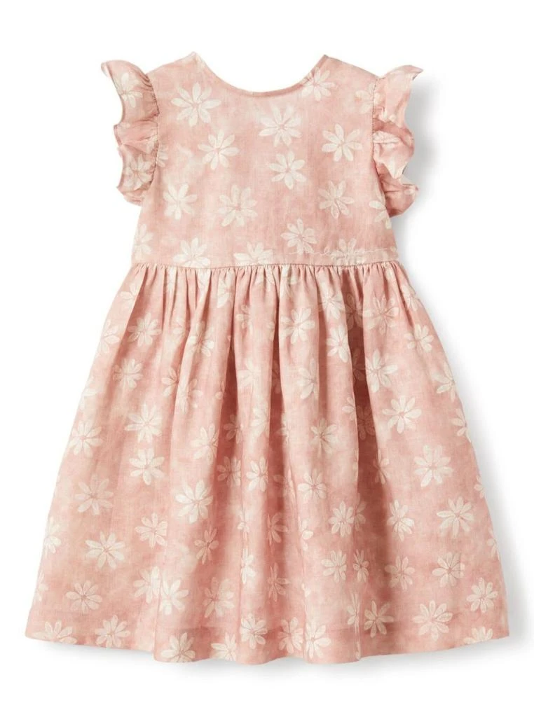 IL GUFO Pink Dress With Rear Bow And All-over Floral Motif In Linen Girl 1