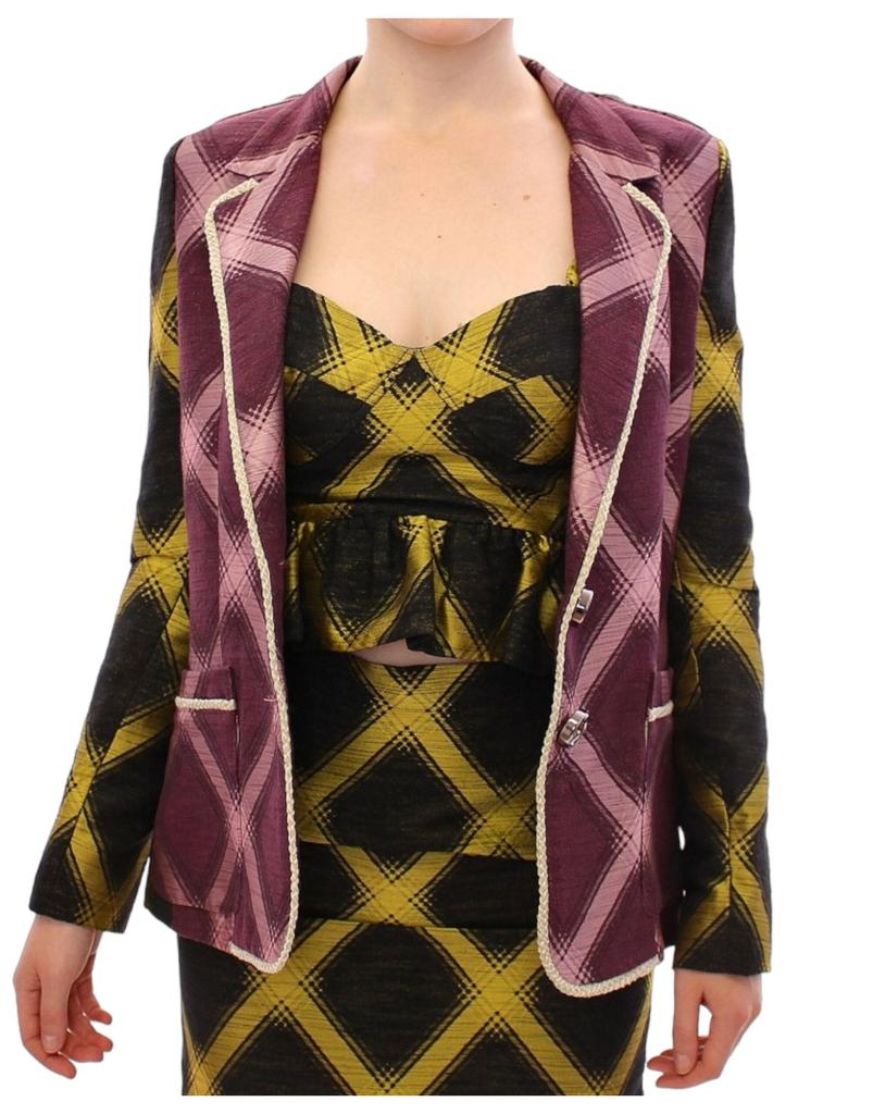 House of Holland House of Holland Chic Purple Checkered Jacket Blazer