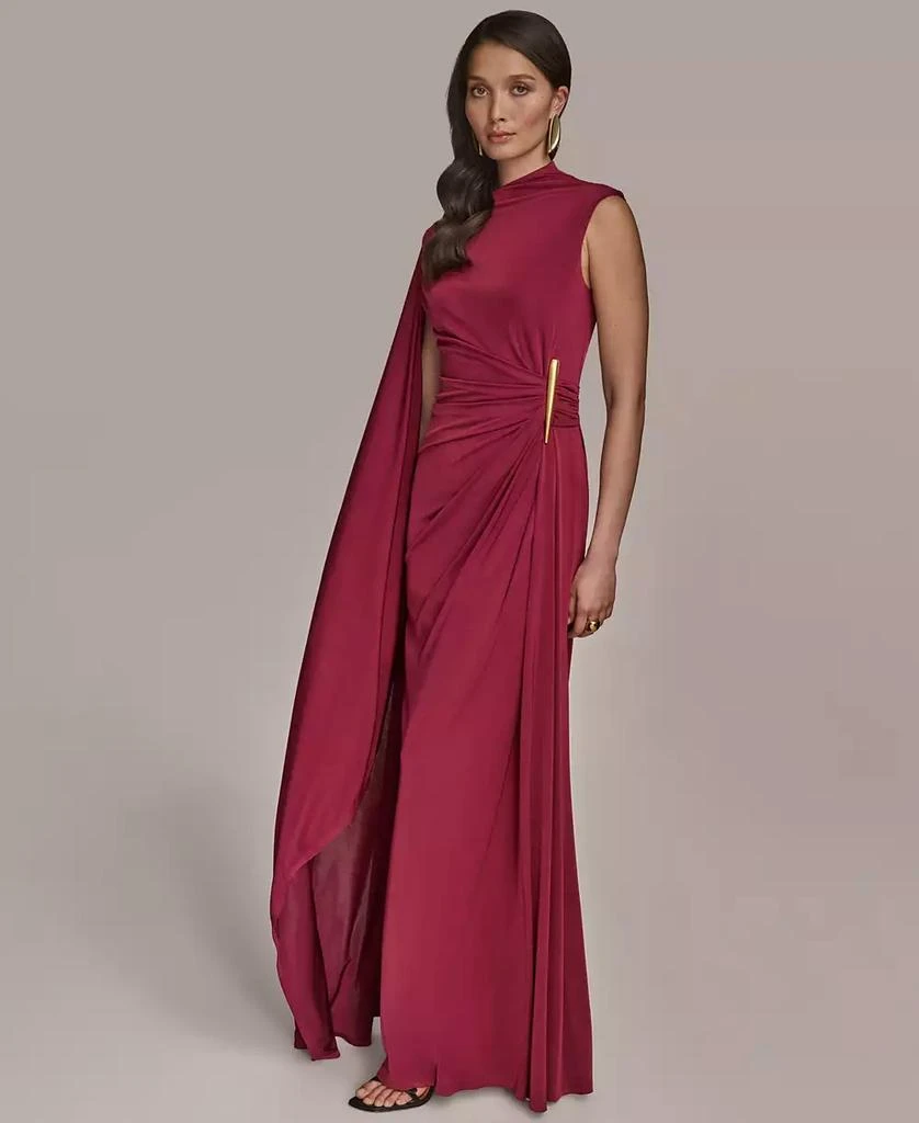 Donna Karan Women's Cape-Sleeve Mock-Neck Gown in Sangria Donna Karan Women's Cape-Sleeve Mock-Neck Gown in Sangria