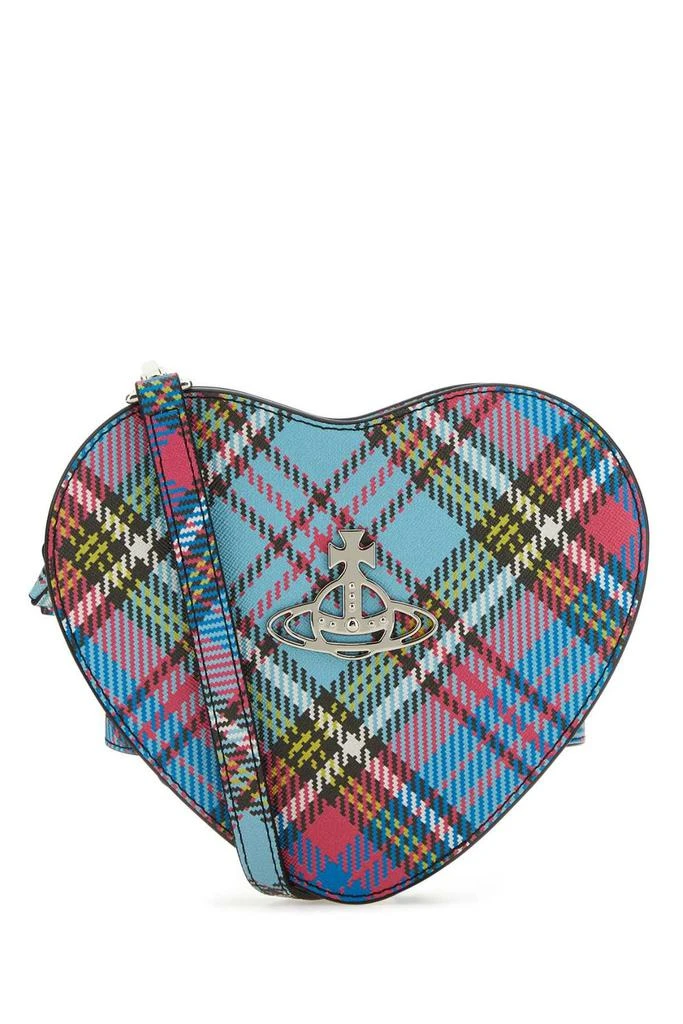 Vivienne Westwood Vivienne Westwood Orb-Plaque Heart Shaped Checked Crossbody Bag 1