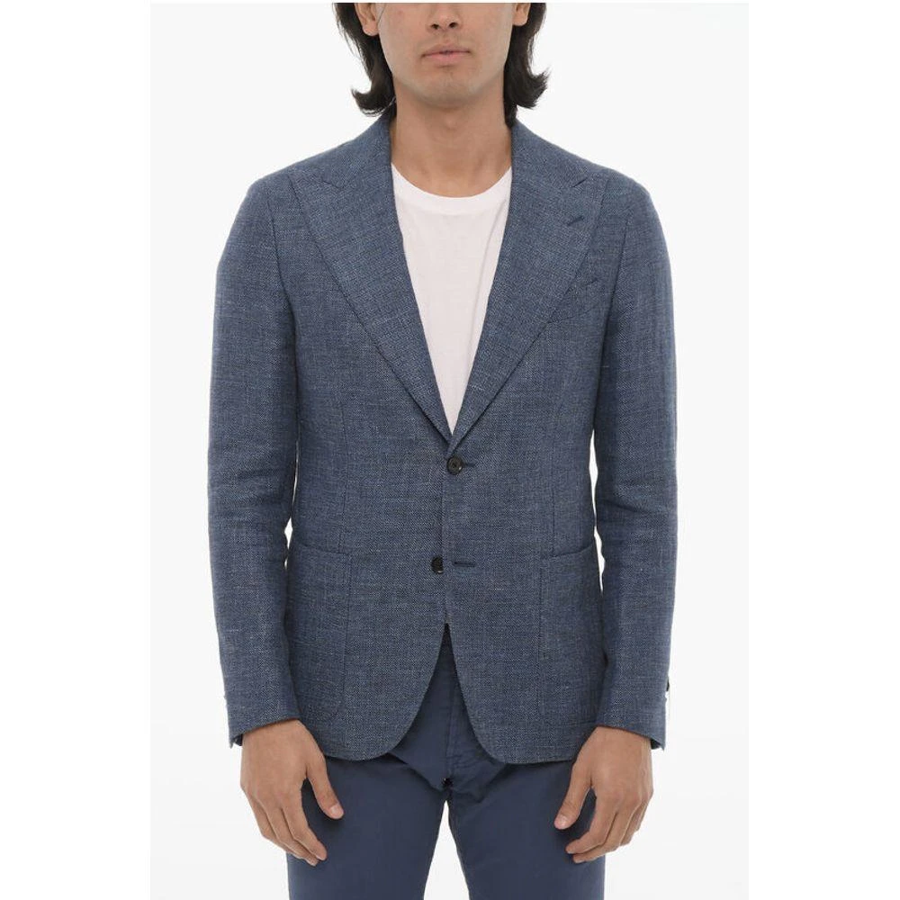Corneliani CC COLLECTION Peak Lapel Linen and Virgin Wool REWARD Men's 2-Butt 1