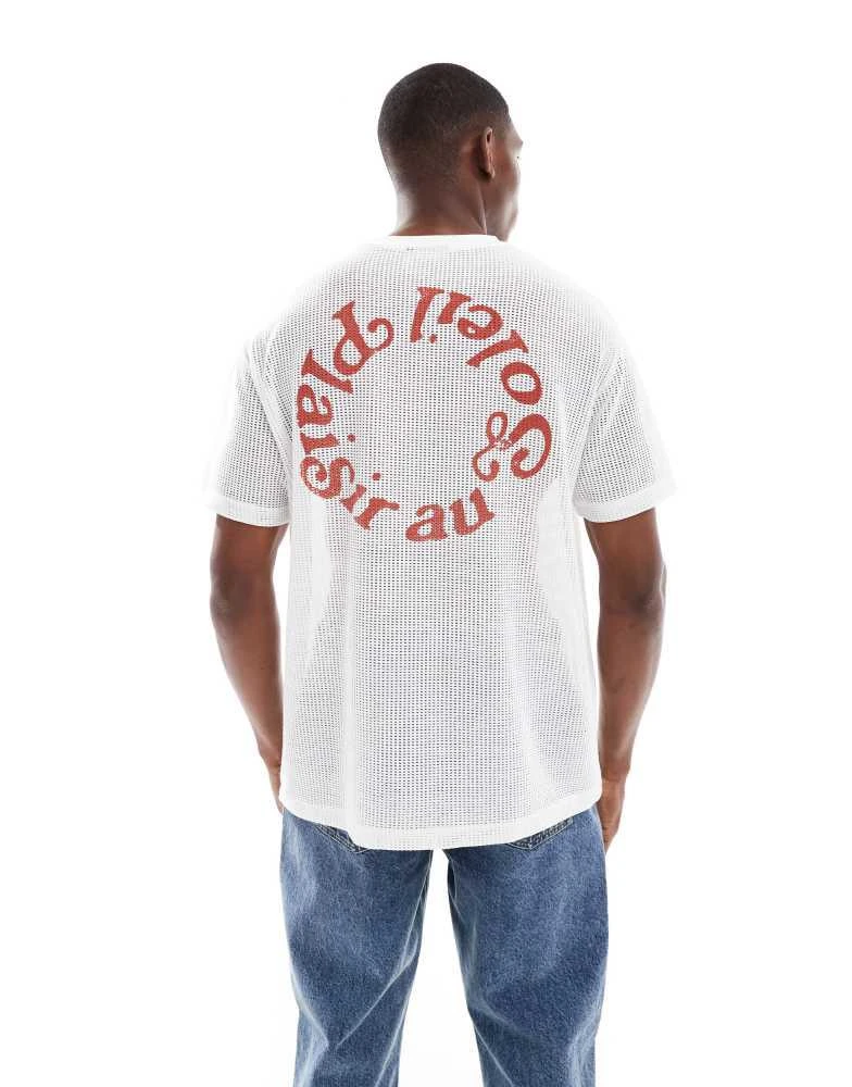 ASOS ASOS DESIGN relaxed t-shirt with soleil graphic in off white cotton mesh 3