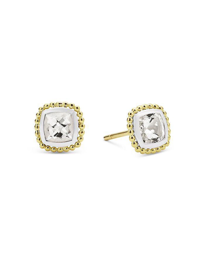 LAGOS 18K Yellow Gold & Sterling Silver Rittenhouse White Topaz Stud Earrings