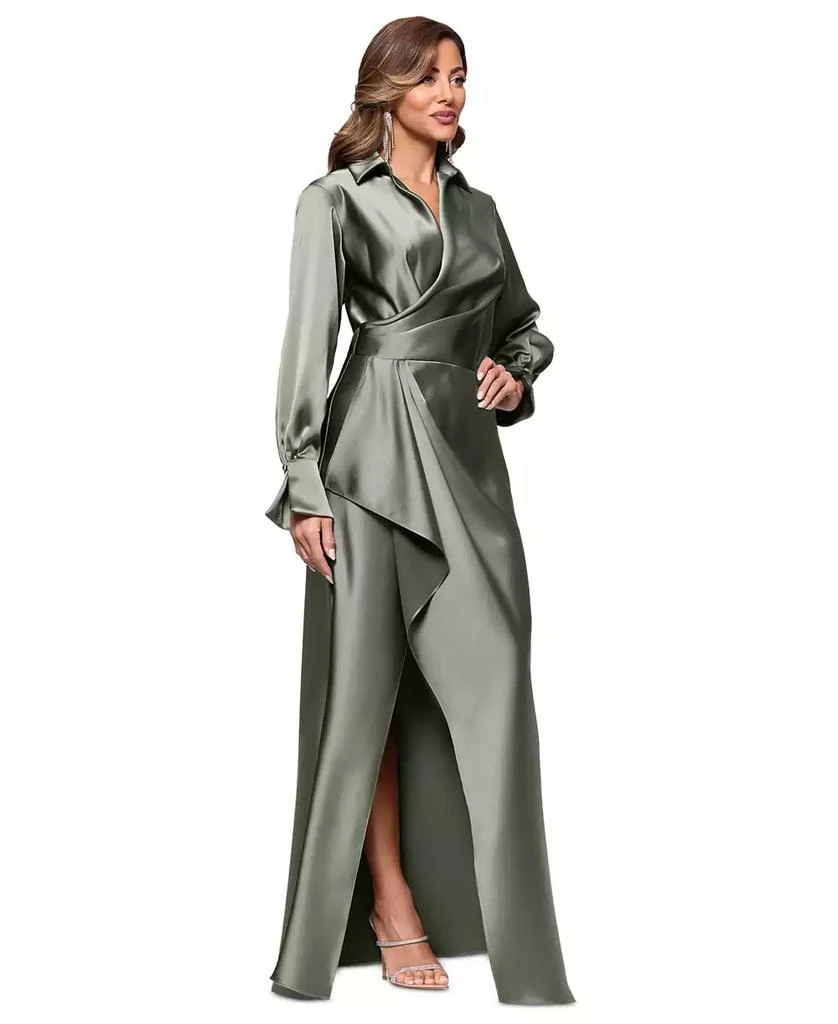 XSCAPE Women's Satin Shirtdress Gown 3