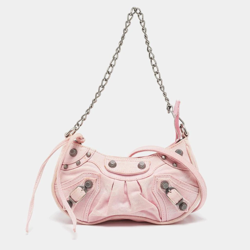 Balenciaga Balenciaga Light Pink BB Monogram Denim Mini Le Cagole Shoulder Bag 1