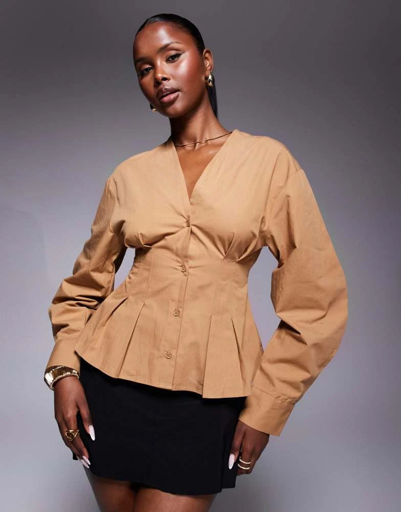 ASOS ASOS DESIGN pleat detail long sleeve structured shirt in