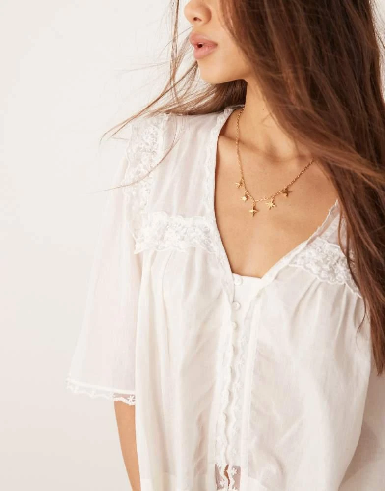 Free People Free People luna cropped boho blouse in white 3