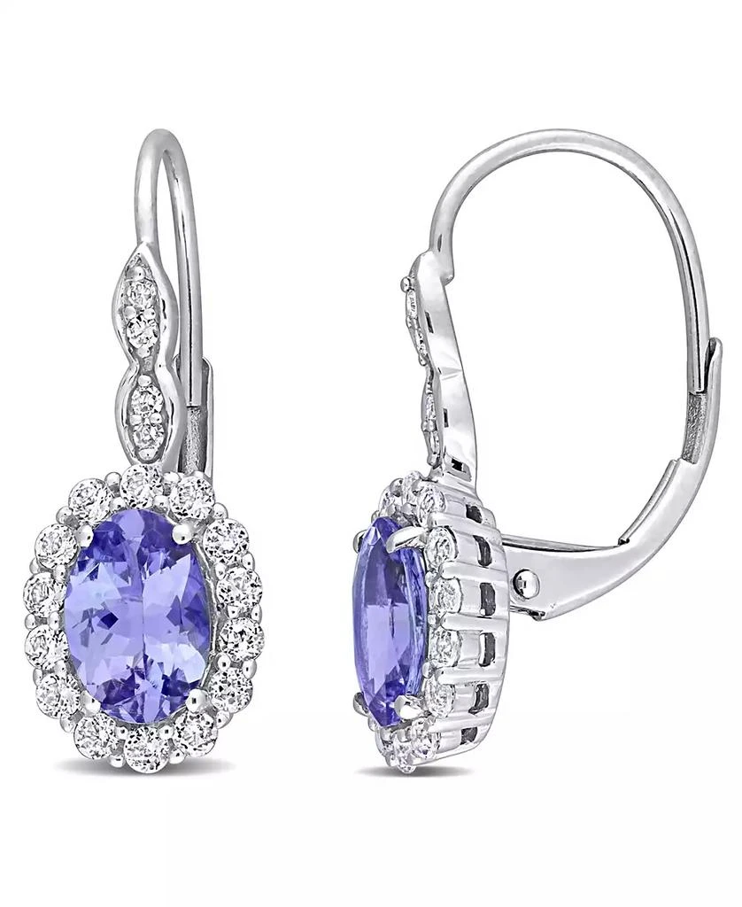 Macy's Tanzanite, Topaz and Diamond Accent Vintage-Like Halo Earrings in 14K White Gold 1