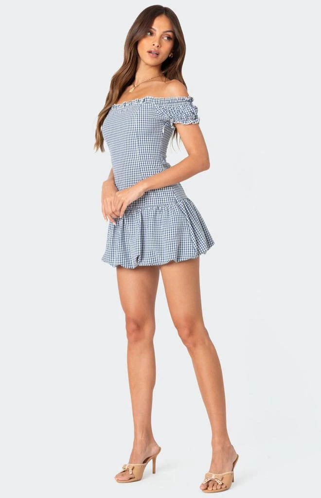 Edikted Gingham Off Shoulder Bubble Mini Dress 4