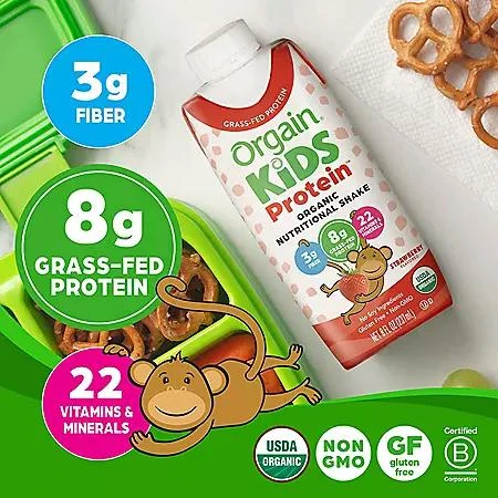 Orgain Orgain Kids 8g Protein Organic Nutrition Shake, Strawberry 8 fl. oz., 18 pk. 8