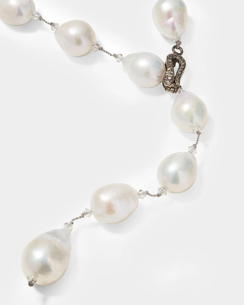 Margo Morrison Pearl Lariat with Diamond Snake Clasp 3