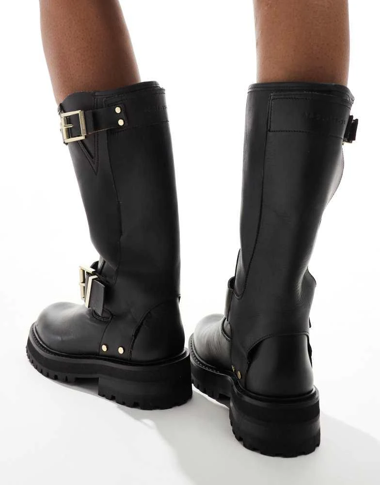 ALL SAINTS AllSaints Tay leather buckle biker boots in black 4