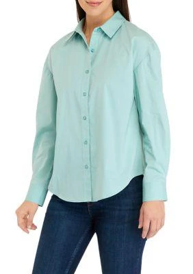 Cupio Women
s Long Sleeve Drop Shoulder Poplin Shirt