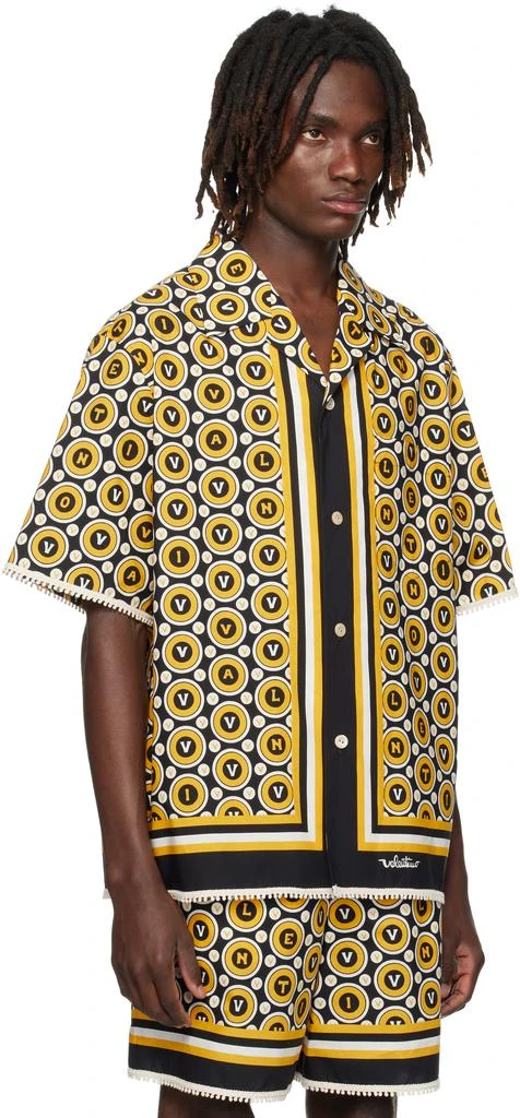 Valentino Black 
Yellow Cotton Poplin Bowling Shirt 2
