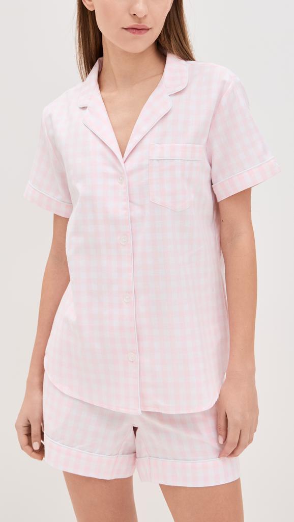Petite Plume Gingham Shorts Pj Set